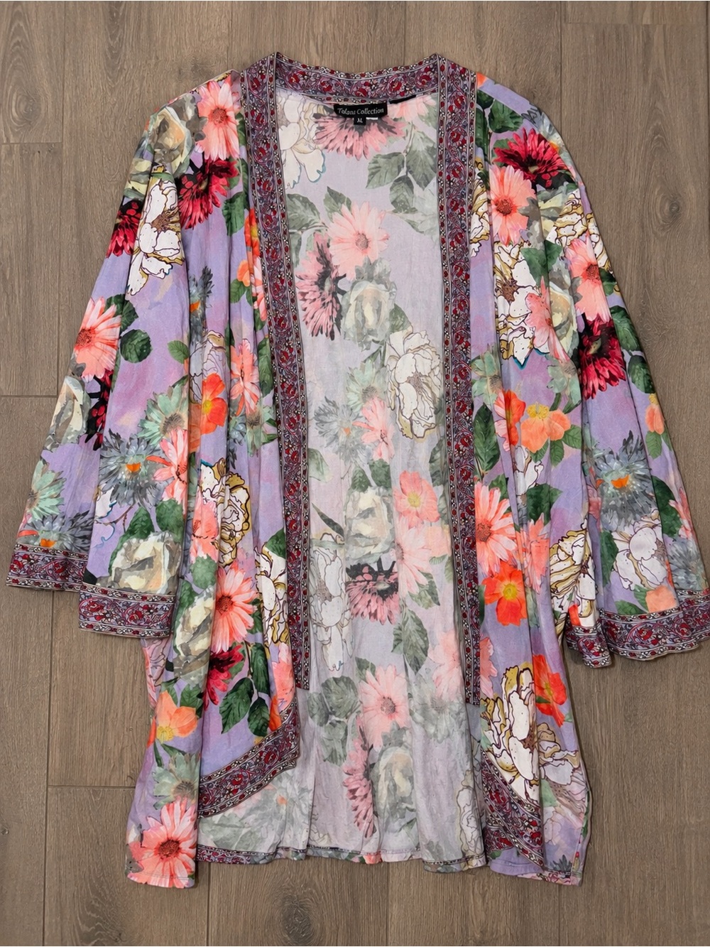 Tolani Collection Floral Paisley Open Front Kimono XL